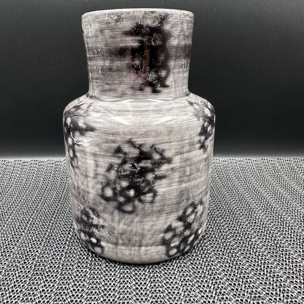 Made For Retail Ceramic Vase Black White Glaze Abstract Decor 7in 234-25-9913